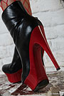 A red-black high heels.